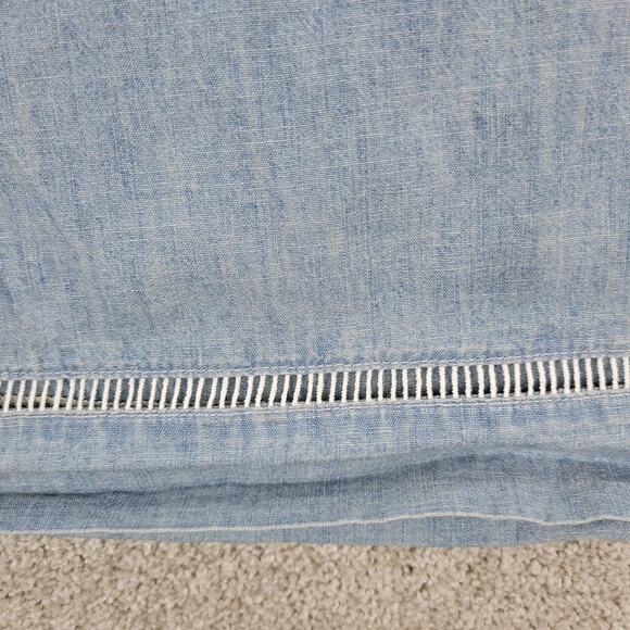 Lauren Ralph Lauren Chambray Off Shoulder Top‎ Womens XL Blue Denim Bell Sleeve - Picture 7 of 12